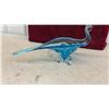 Image 6 : Art Glass Peacock Centerpiece Bowl in Clear and Teal Blue