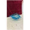 Image 2 : Blue Art Glass Sculptural Bowl with Undulating Petal Edges