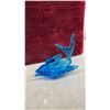 Image 2 : 4 Pcs Blue Art Glass Collection, Cruets with Stoppers, Basket Dish, Dolphin Dish