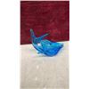 Image 4 : 4 Pcs Blue Art Glass Collection, Cruets with Stoppers, Basket Dish, Dolphin Dish