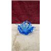 Image 5 : 4 Pcs Blue Art Glass Collection, Cruets with Stoppers, Basket Dish, Dolphin Dish