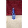 Image 8 : 4 Pcs Blue Art Glass Collection, Cruets with Stoppers, Basket Dish, Dolphin Dish