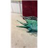 Image 6 : Teal and Green Sommerso Art Glass, Bird Footed Centerpiece Bowl and Vase- 13.5” Tall