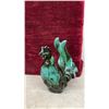 Image 2 : Ceramic Figurines: Drip Glaze Deer and Rooster, Pearlescent White Cat