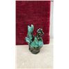 Image 3 : Ceramic Figurines: Drip Glaze Deer and Rooster, Pearlescent White Cat