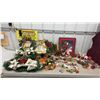 Image 1 : Large Lot of Christmas Decorations Including Wreaths, Garland, Ornaments, Teddy Bear in Basket and
