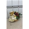 Image 9 : Large Lot of Christmas Decorations Including Wreaths, Garland, Ornaments, Teddy Bear in Basket and