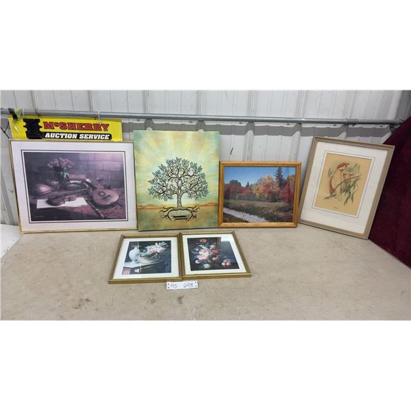 Assortment of Framed Prints Including Still Life, Tree of Life, Landscape, Floral and More