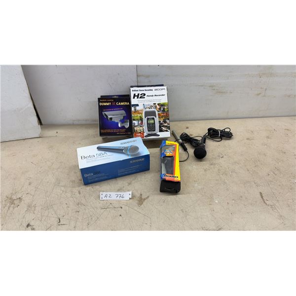 Zoom H2 Handy Recorder, Shure Beta 58A Microphone, Dummy IR Camera, Microphones