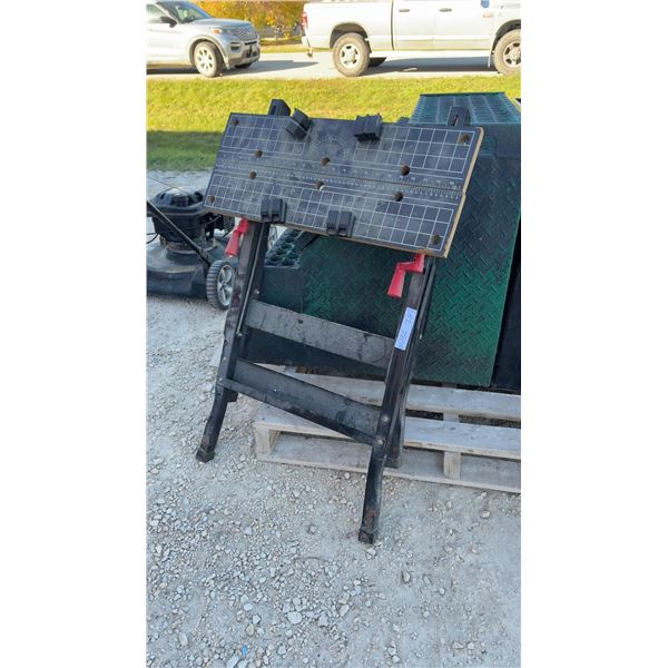 Jobmate Portable Folding Workbench with Grid Surface, Rulers, Protractor, and Work Support Pegs