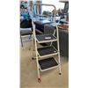 Image 1 : White Three-Step Folding Step Stool with Safety Handle and Non-Slip Textured Steps