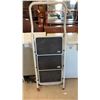 Image 3 : White Three-Step Folding Step Stool with Safety Handle and Non-Slip Textured Steps
