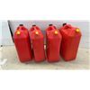 Image 2 : Four Self-Venting Red Plastic Gasoline Containers, 20 Liter