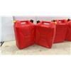 Image 4 : Four Self-Venting Red Plastic Gasoline Containers, 20 Liter