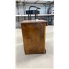 Image 3 : Wooden Two-Shelf Nightstand, 22 × 18 × 16” with Scalloped Edges and Black 3-Tier Rolling Utility