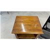 Image 4 : Wooden Two-Shelf Nightstand, 22 × 18 × 16” with Scalloped Edges and Black 3-Tier Rolling Utility