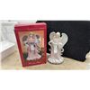 Image 2 : Porcelain Angel Figurine in Pink Gown with Scroll, 14” Tall and Cristal d'Arques Crystal Elephant