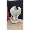 Image 3 : Porcelain Angel Figurine in Pink Gown with Scroll, 14” Tall and Cristal d'Arques Crystal Elephant