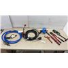 Image 1 : Mighty Cord 15A Male + 30A Female Adapter, Power Fast 1/8” x 25' Fish Tape, Pipe Cutter, Bolt