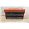Image 1 : Red Metal Tool Chest with Flip-Up Top Compartment and 6 Black-Fronted Drawers, 14 × 12 × 26”