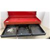 Image 7 : Red Metal Tool Chest with Flip-Up Top Compartment and 6 Black-Fronted Drawers, 14 × 12 × 26”