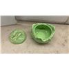 Image 10 : Mixed Lot of Ceramic Dinnerware, Glassware, Knife Set, 2-Piece Chrome Canister Set, Cabbage Tureen