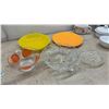 Image 6 : Mixed Lot of Ceramic Dinnerware, Glassware, Knife Set, 2-Piece Chrome Canister Set, Cabbage Tureen