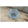 Image 4 : Fenton Style Blue Opalescent Hobnail Ruffled Glass Vase, Art Glass Bowl, and Decorative Trays