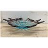 Image 5 : Fenton Style Blue Opalescent Hobnail Ruffled Glass Vase, Art Glass Bowl, and Decorative Trays