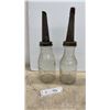 Image 1 : Two Vintage Glass Quart Motor Oil Bottles, Imperial and Huffman Manufacturing Co. with Spouts