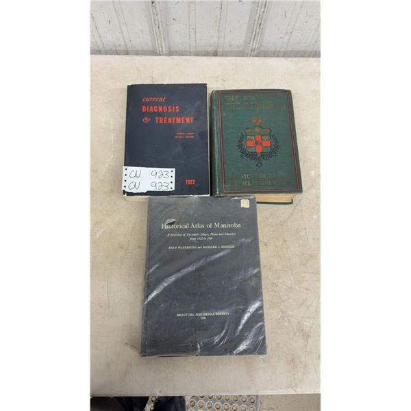 Lot of 3 Books: Current Diagnosis and Treatment 1972, Story of the Dominion and Historical Atlas