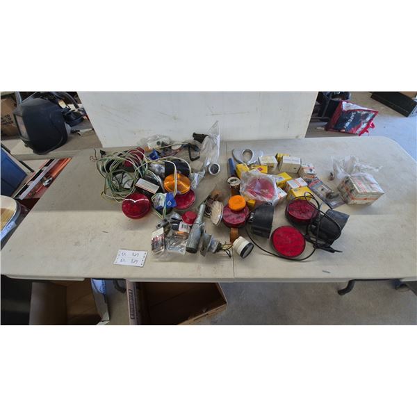 Assorted Vehicle Lights and Electrical Components: Hella and Osram Bulbs, Taillights, Wiring