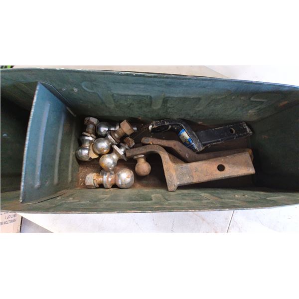 Metal Ammo Box with Trailer Hitch Balls and Receivers
