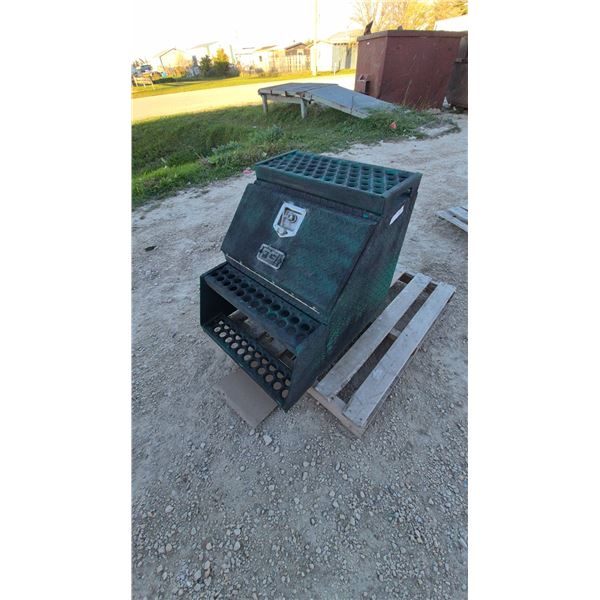 Green Diamond Plate Truck Bed Tool Box with Integrated Socket Holders