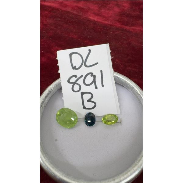 Natural Blue Tourmaline, Green Grossular Garnet, and Green Peridot Gemstones