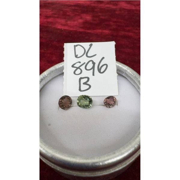 Pinkish Orange Tourmaline, Green Tourmaline and Pink Tourmaline Gemstones