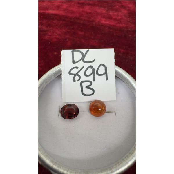 Purplish Pink Rhodolite Garnet and Orange Spessartite Garnet Gemstones