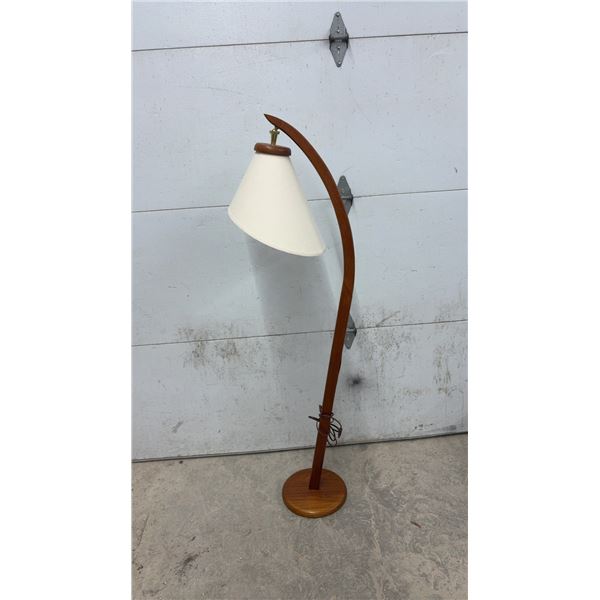 Mid-Century Modern Teak Bow/Arc Floor Lamp with New Shade