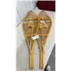Image 1 : Wooden Snowshoes With Leather Bindings - 13.5” x 42.5 “