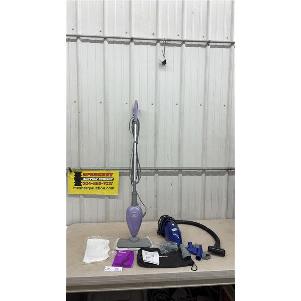 Shark Steam Mop with instructions and extra mop head, and Black and Decker Flex Vac Handheld