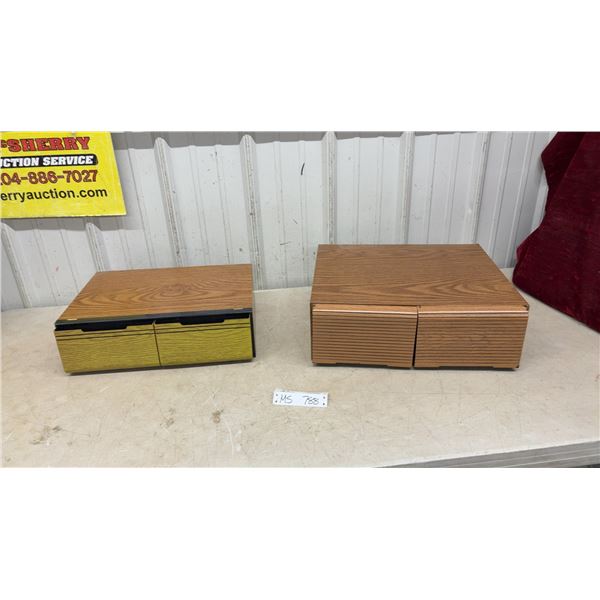 2 Retro Woodgrain Laminate Media Storage Drawer Units for VHS