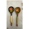 Image 4 : Ukrainian wooden 3 and 5-candle candelabras, Russian Khokhloma and Spoons, Wooden Flute