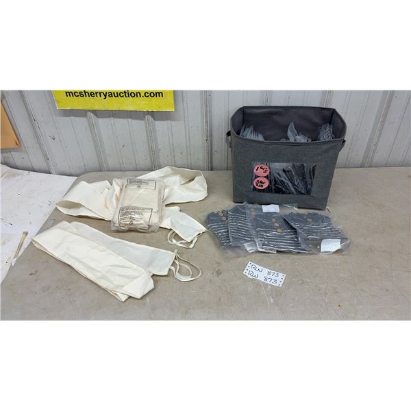 Box of Dog Sweaters ( Various Sizes) and Bag of long White Material - New or Store Return
