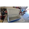 Image 4 : Coleman PolyLite 100 Cooler, Blue and White, with Handles and Drain Plug. 17”×34”×16