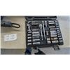 Image 2 : Vintage Pipe Vise, Black and Decker 3.0A Drill, Socket Set, and Metal Tool Box