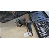 Image 4 : Vintage Pipe Vise, Black and Decker 3.0A Drill, Socket Set, and Metal Tool Box