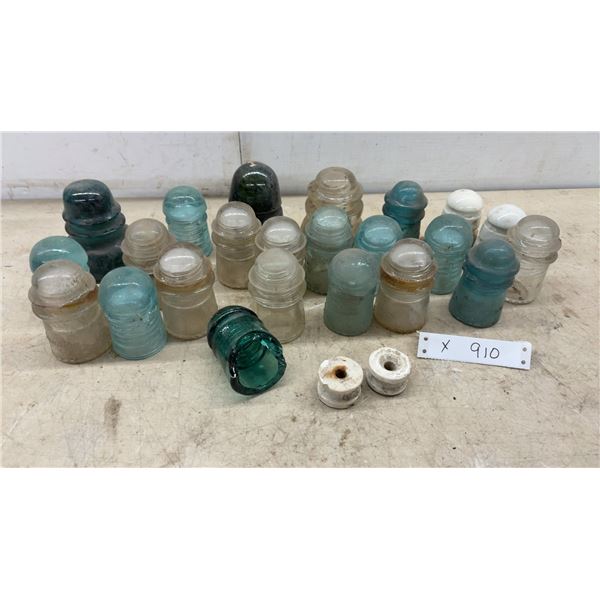 Antique Glass and Ceramic Pin-Type Insulators Including Dominion, Hemingray, Brookfield
