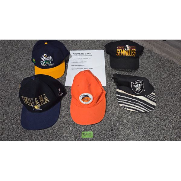 Five NFL-NCAA Baseball Caps.