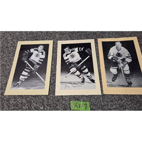 3 NHL Beehive Photos 2 Boston Bruins - Mohns, Toppazzini, 1 Chicago - Vasko.