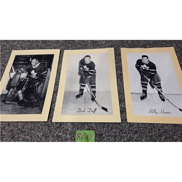 3 NHL Beehive Photos - Toronto Maple Leaf, Duff, Bower, Harris.